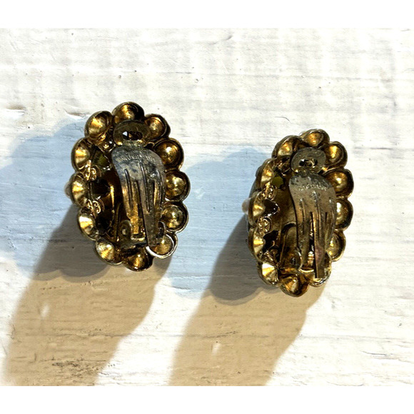 Vintage West Germany Porphyry Glass Crystal Filigree Necklace & Earrings Set - Picture 10 of 12